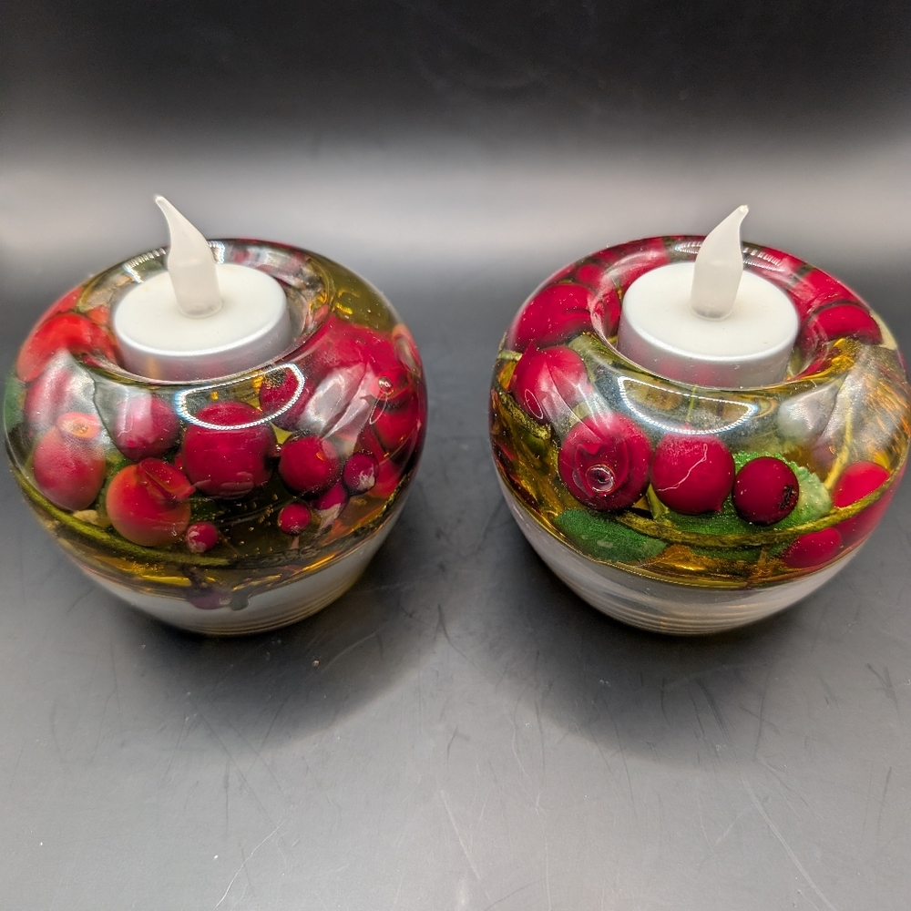 Pair Of Holidays Decoration Glass Candle Holders